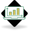 Laptop with upward bar graph, symbolizing business growth and analytics.