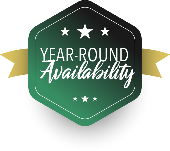 Badge that says Year-Round Availability