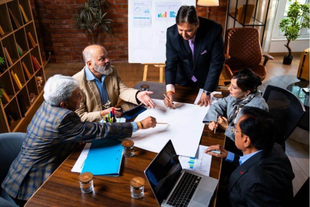 Group meeting for outsourced CFO client review